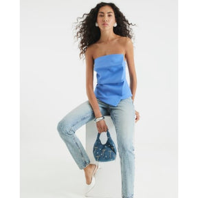 Blue Tailored Bandeau Top