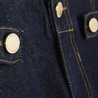 Blue Tailored Wide Leg Tab Jeans