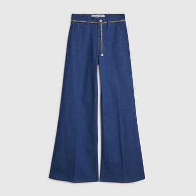 Blue Wide Leg Palazzo Jeans