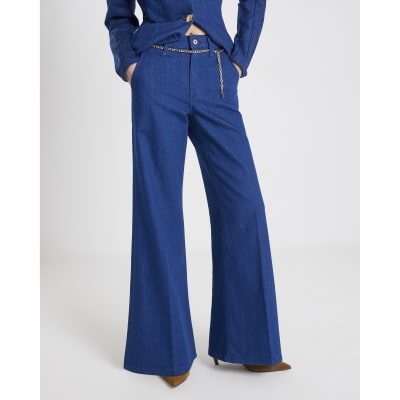 Blue Wide Leg Palazzo Jeans
