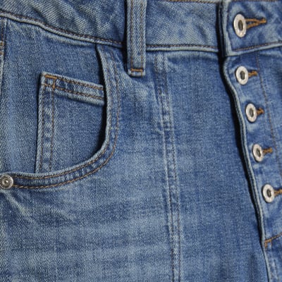 Blue Wide Leg Pocket Front Jeans