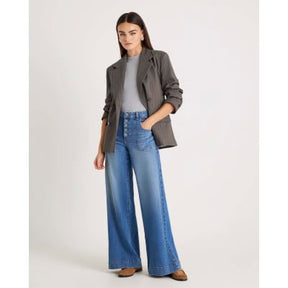 Blue Wide Leg Pocket Front Jeans