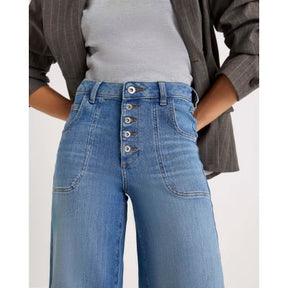 Blue Wide Leg Pocket Front Jeans