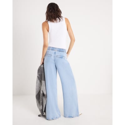 Blue Wide Leg Pyjama Style Jeans