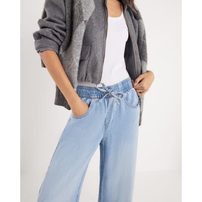 Blue Wide Leg Pyjama Style Jeans