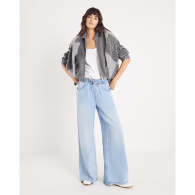 Blue Wide Leg Pyjama Style Jeans