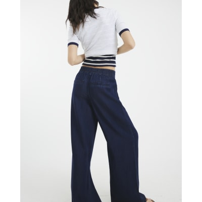 Blue Wide Leg Pyjama Style Jeans