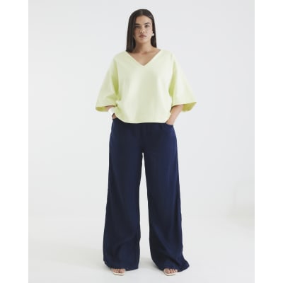 Blue Wide Leg Pyjama Style Jeans