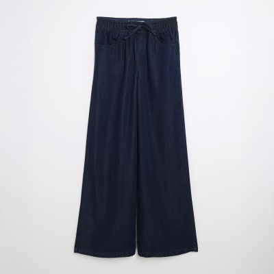 Blue Wide Leg Pyjama Style Jeans