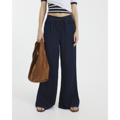 Blue Wide Leg Pyjama Style Jeans