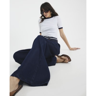 Blue Wide Leg Pyjama Style Jeans