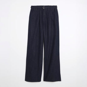 Blue Wide Leg Tie Front Jeans