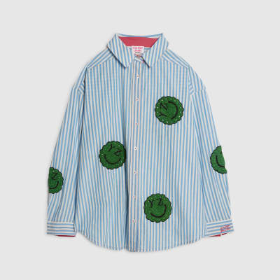 Blue Year Zero Stripe Smiley Face Shirt