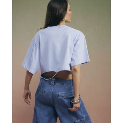 Blue Year Zero Tiger Graphic Crop T-Shirt