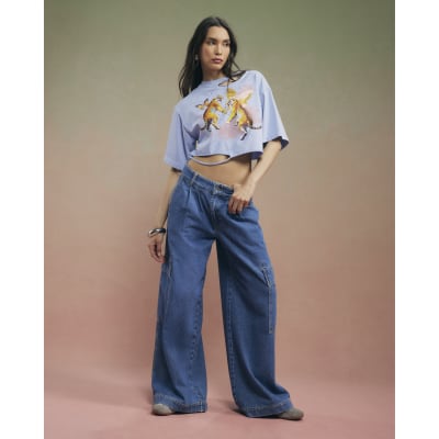 Blue Year Zero Tiger Graphic Crop T-Shirt