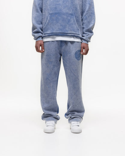 Magiri Embroidered Acid Wash Joggers in Washed Blue
