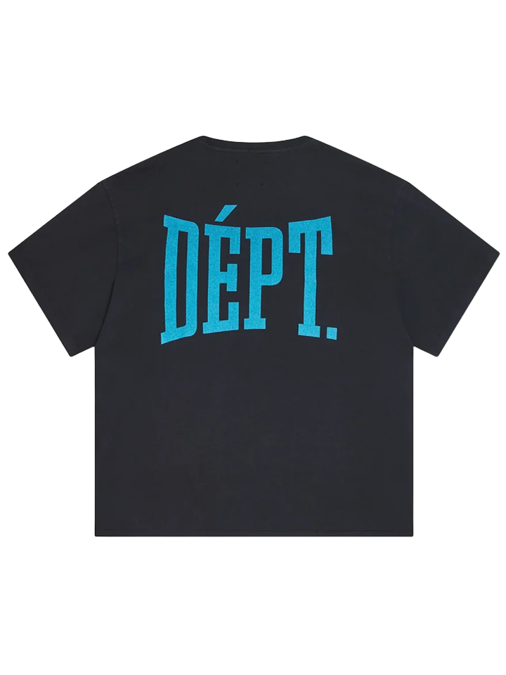 Gallery Dept Dept Gym Blue Logo T-Shirt in Vintage Black