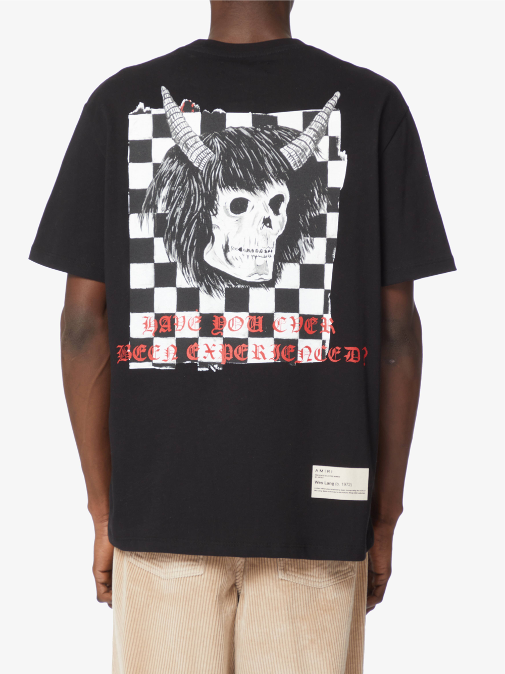 Amiri Wes Lang Checker Skull T-Shirt in Black