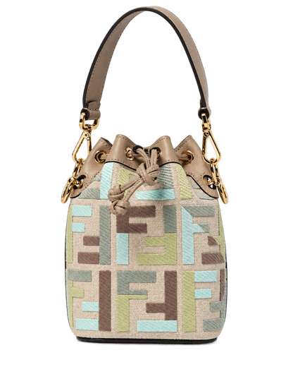 Borsa Mon Tresor Fendi in canvas e pelle con monogram FF jacquard