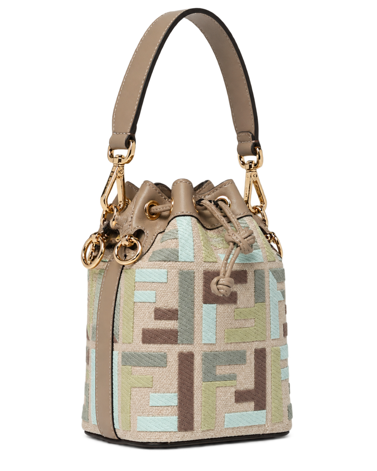 Borsa Mon Tresor Fendi in canvas e pelle con monogram FF jacquard
