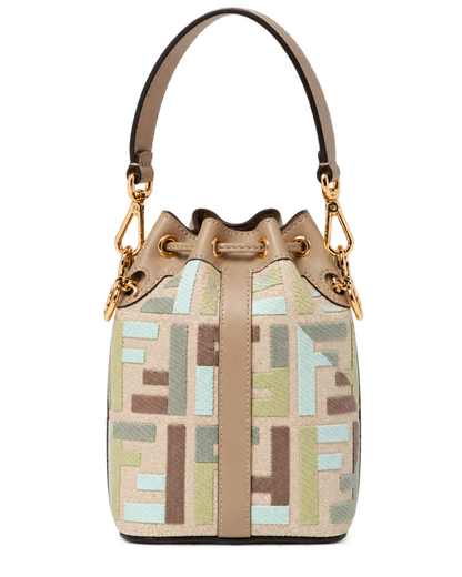 Borsa Mon Tresor Fendi in canvas e pelle con monogram FF jacquard