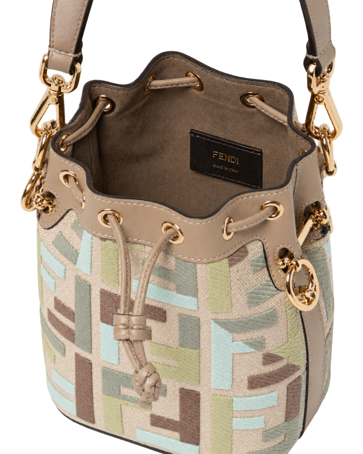 Borsa Mon Tresor Fendi in canvas e pelle con monogram FF jacquard
