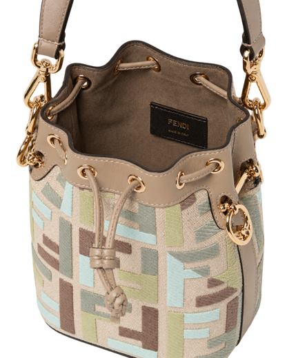 Borsa Mon Tresor Fendi in canvas e pelle con monogram FF jacquard