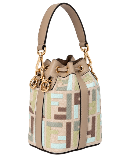 Borsa Mon Tresor Fendi in canvas e pelle con monogram FF jacquard