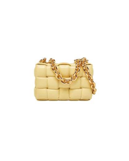 Bottega Veneta Yellow Intrecciato Leather Padded Cassette Chain Bag