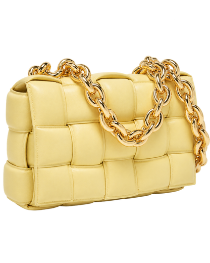 Bottega Veneta Yellow Intrecciato Leather Padded Cassette Chain Bag