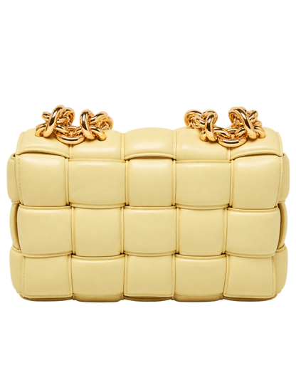 Bottega Veneta Yellow Intrecciato Leather Padded Cassette Chain Bag