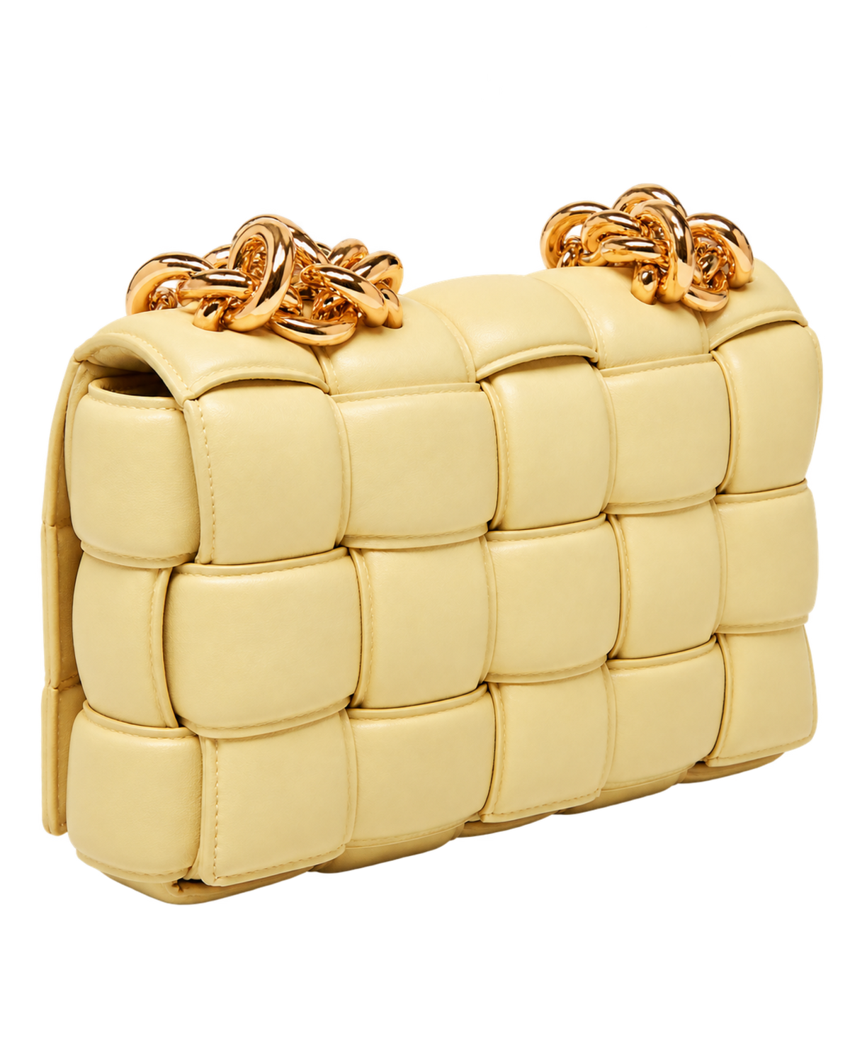 Bottega Veneta Yellow Intrecciato Leather Padded Cassette Chain Bag