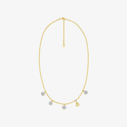 Brass Pavé Disk Charm Necklace