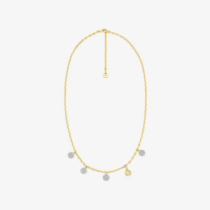 Brass Pavé Disk Charm Necklace