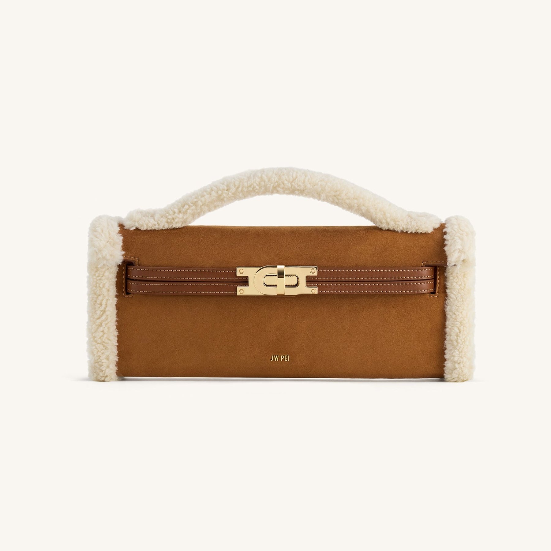 Bria Faux Suede Structured Top Handle Bag - Yellow Brown