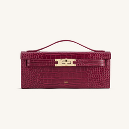 Bria Structured Top Handle Bag - Burgundy Croc