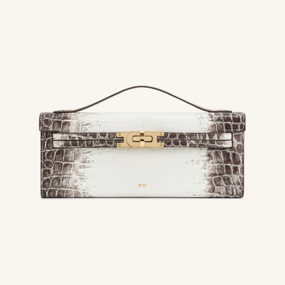 Bria Structured Top Handle Bag - White Croc