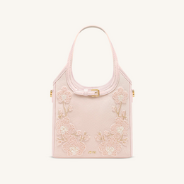 Brooke Mini Belted Embellished Orchid Beaded Top Handle Bag - Pink