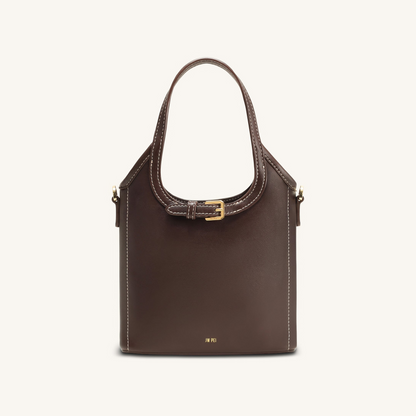 Brooke Mini Belted Embellished Top Handle Bag - Dark Brown