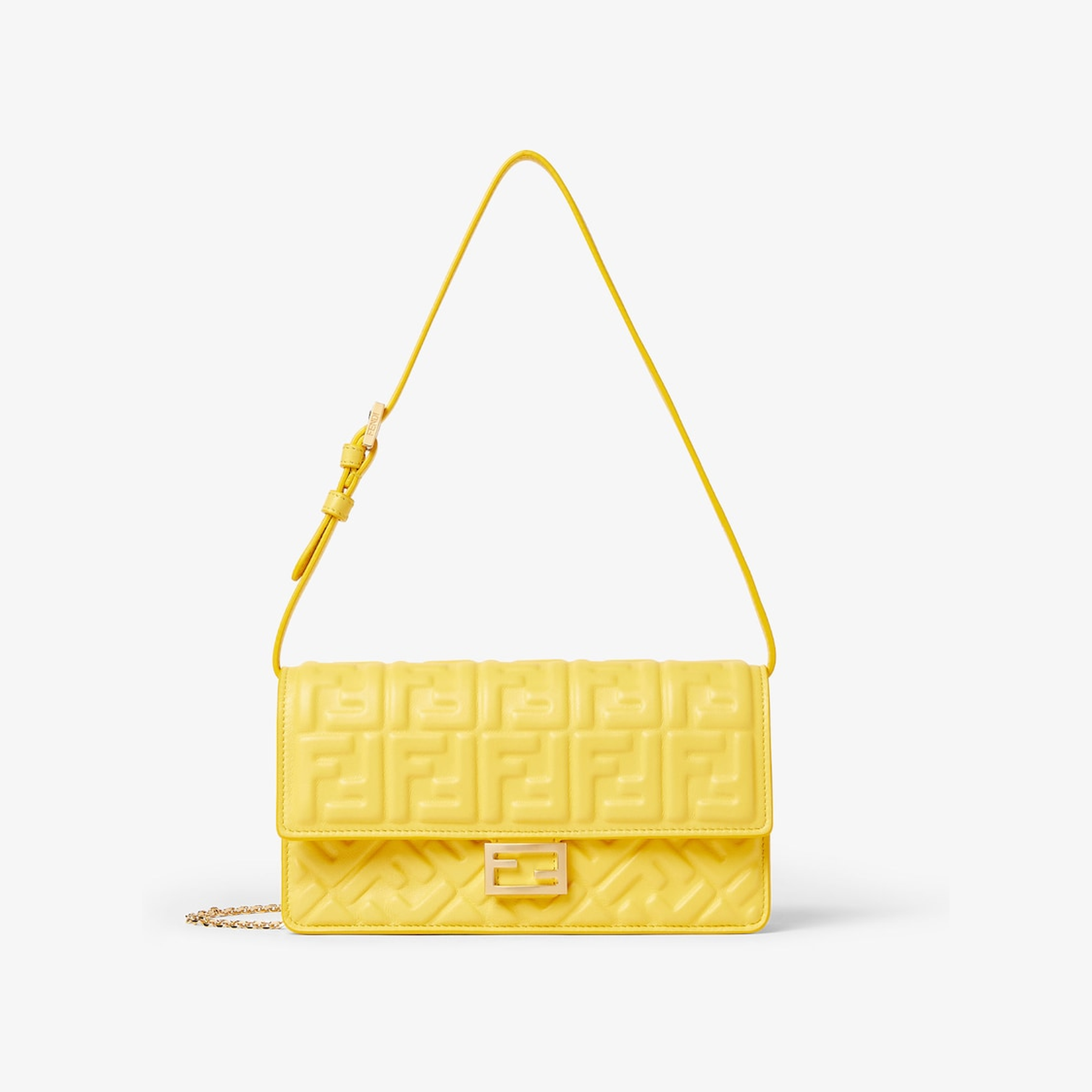 Broom yellow nappa leather wallet with FF motif