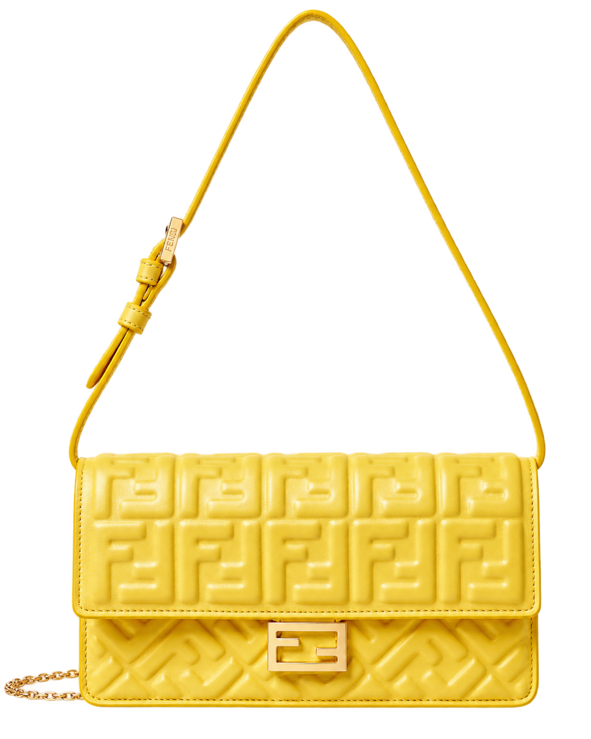 Broom yellow nappa leather wallet with FF motif
