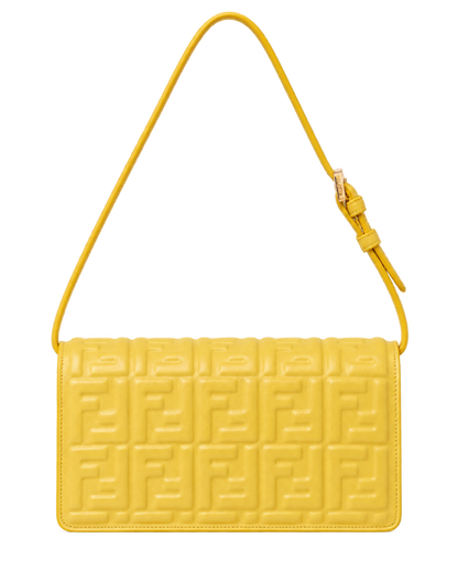 Broom yellow nappa leather wallet with FF motif