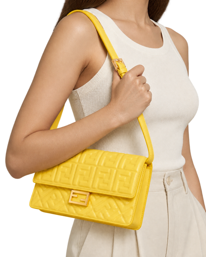 Broom yellow nappa leather wallet with FF motif