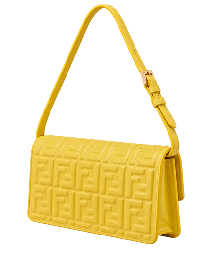 Broom yellow nappa leather wallet with FF motif