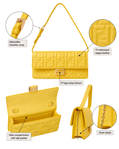 Broom yellow nappa leather wallet with FF motif