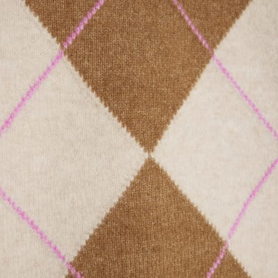 Brown Argyle V Neck Knit Jumper