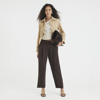 Brown Barrel Leg Trousers