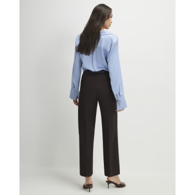Brown Belted Cropped Wide Leg Trousers