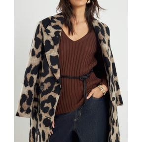 Brown Belted Ribbed Jumper