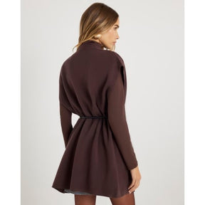 Brown Belted Sleeveless Cardigan
